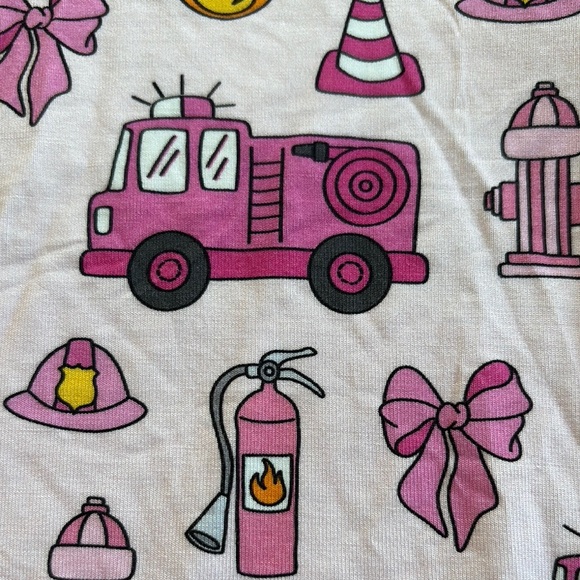 Pink Fire Truck Bamboo PJ Set - Picture 3 of 7